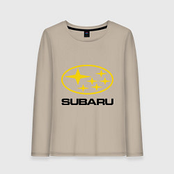 Лонгслив хлопковый женский Subaru Logo, цвет: миндальный