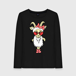 Лонгслив хлопковый женский Козочка, цвет: черный