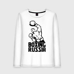 Лонгслив хлопковый женский Boxing russia, цвет: белый