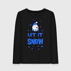 Лонгслив хлопковый женский Снеговик Let it snow, цвет: черный