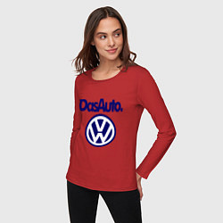 Лонгслив хлопковый женский Volkswagen Das Auto, цвет: красный — фото 2