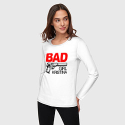 Лонгслив хлопковый женский Bad girl Kristina, цвет: белый — фото 2