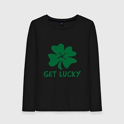 Лонгслив хлопковый женский Get lucky, цвет: черный