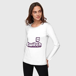 Лонгслив хлопковый женский Twitch Logo, цвет: белый — фото 2