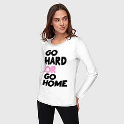 Лонгслив хлопковый женский Go hard or go home, цвет: белый — фото 2