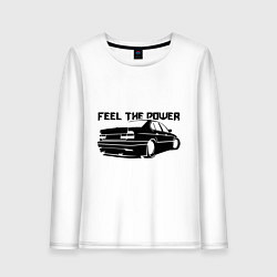 Лонгслив хлопковый женский Feel the power, цвет: белый