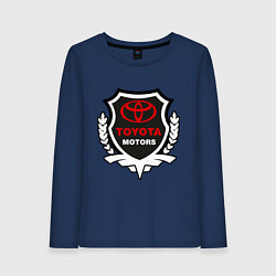 Лонгслив хлопковый женский Тойота моторс герб, цвет: тёмно-синий