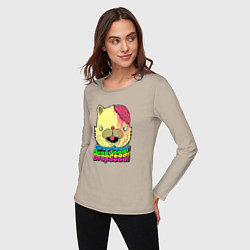 Лонгслив хлопковый женский Dropdead Kitty, цвет: миндальный — фото 2