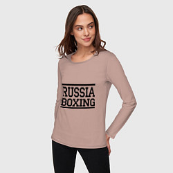 Лонгслив хлопковый женский Russia boxing, цвет: пыльно-розовый — фото 2