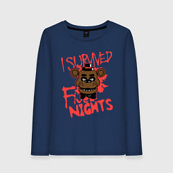 Лонгслив хлопковый женский I Survived Five Night, цвет: тёмно-синий
