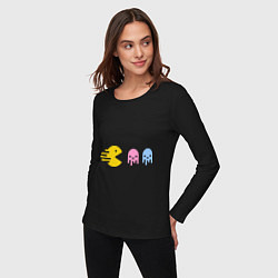 Лонгслив хлопковый женский Pac-Man: Fast Eat, цвет: черный — фото 2