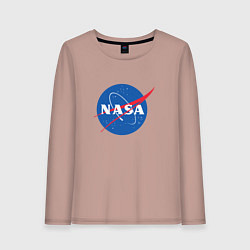 Лонгслив хлопковый женский NASA: Logo, цвет: пыльно-розовый