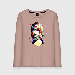 Лонгслив хлопковый женский Taylor Swift Art, цвет: пыльно-розовый