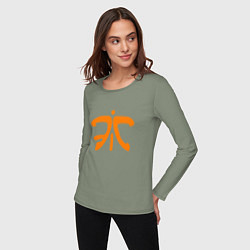 Лонгслив хлопковый женский Fnatic Logo, цвет: авокадо — фото 2