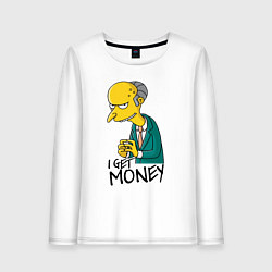 Лонгслив хлопковый женский Mr. Burns: I get money, цвет: белый
