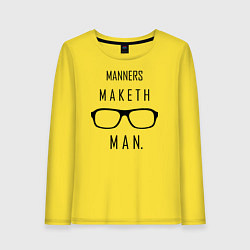 Лонгслив хлопковый женский Kingsman: Manners maketh man, цвет: желтый