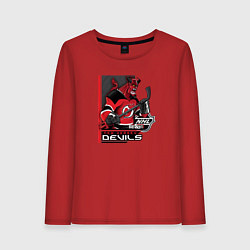 Лонгслив хлопковый женский New Jersey Devils, цвет: красный