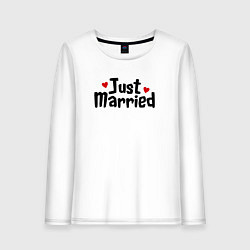 Лонгслив хлопковый женский Just Married - Молодожены, цвет: белый