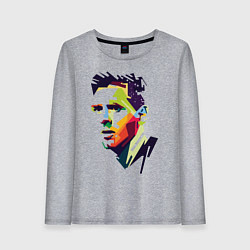Лонгслив хлопковый женский Lionel Messi: fun-art, цвет: меланж