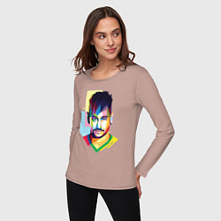 Лонгслив хлопковый женский Neymar: fun-art, цвет: пыльно-розовый — фото 2