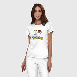 Пижама хлопковая женская Покемон I love pokemon, цвет: белый — фото 2