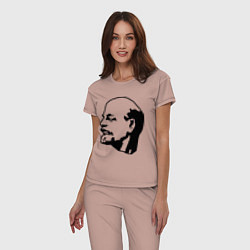 Пижама хлопковая женская Ленин: скульптура, цвет: пыльно-розовый — фото 2
