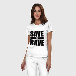Пижама хлопковая женская Save the rave, цвет: белый — фото 2