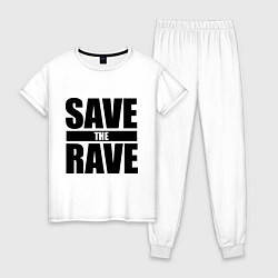 Пижама хлопковая женская Save the rave, цвет: белый