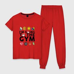 Пижама хлопковая женская Pokemon Im going to the gym (black), цвет: красный