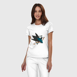Пижама хлопковая женская San Jose Sharks, цвет: белый — фото 2
