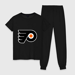 Пижама хлопковая женская Philadelphia Flyers, цвет: черный