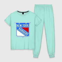Пижама хлопковая женская New York Rangers цвета мятный — фото 1