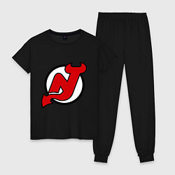 Пижама хлопковая женская New Jersey Devils, цвет: черный