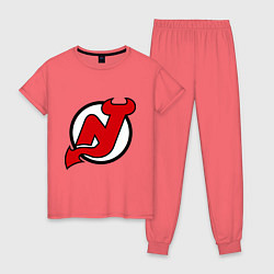 Пижама хлопковая женская New Jersey Devils, цвет: коралловый