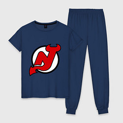 Пижама хлопковая женская New Jersey Devils, цвет: тёмно-синий