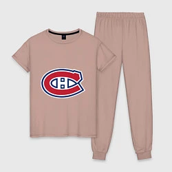 Пижама хлопковая женская Montreal Canadiens, цвет: пыльно-розовый