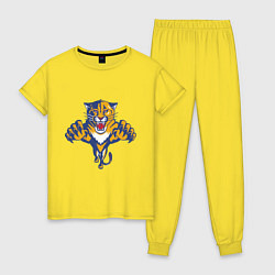 Пижама хлопковая женская Florida Panthers, цвет: желтый