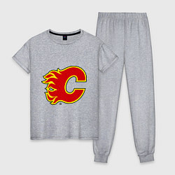 Пижама хлопковая женская Calgary Flames, цвет: меланж