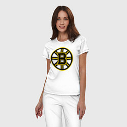 Пижама хлопковая женская Boston Bruins, цвет: белый — фото 2