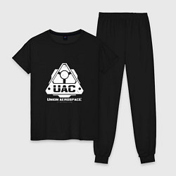 Пижама хлопковая женская UAC, цвет: черный