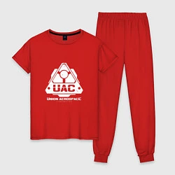 Пижама хлопковая женская UAC, цвет: красный