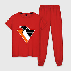 Пижама хлопковая женская Pittsburgh Penguins, цвет: красный