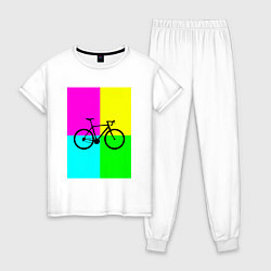 Пижама хлопковая женская Велосипед фикс, цвет: белый