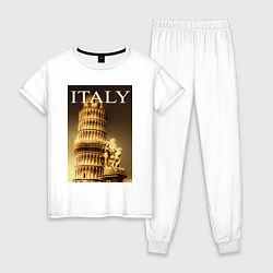 Пижама хлопковая женская Leaning tower of Pisa, цвет: белый