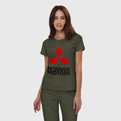Пижама хлопковая женская Mitsubishi, цвет: меланж-хаки — фото 2