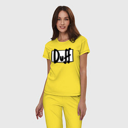 Пижама хлопковая женская Duff, цвет: желтый — фото 2