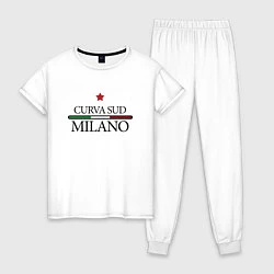 Пижама хлопковая женская Curva Sud: Milano FC, цвет: белый