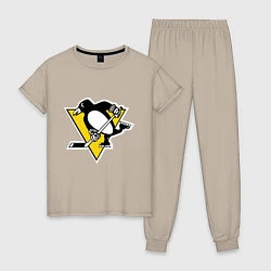 Пижама хлопковая женская Pittsburgh Penguins: Malkin 71, цвет: миндальный