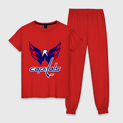 Пижама хлопковая женская Washington Capitals: Ovechkin, цвет: красный