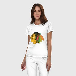 Пижама хлопковая женская Chicago Blackhawks: Kane, цвет: белый — фото 2
